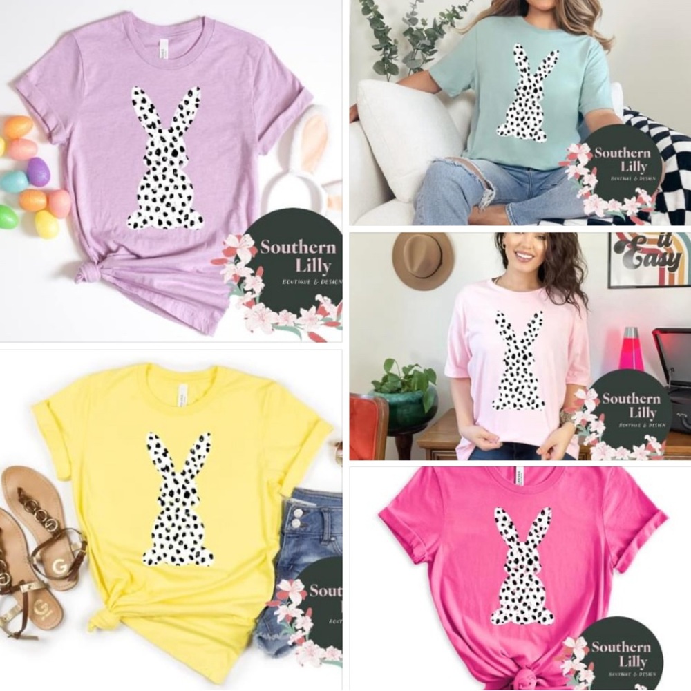 Bella Canvas Dalmatian Print Bunny T-Shirt